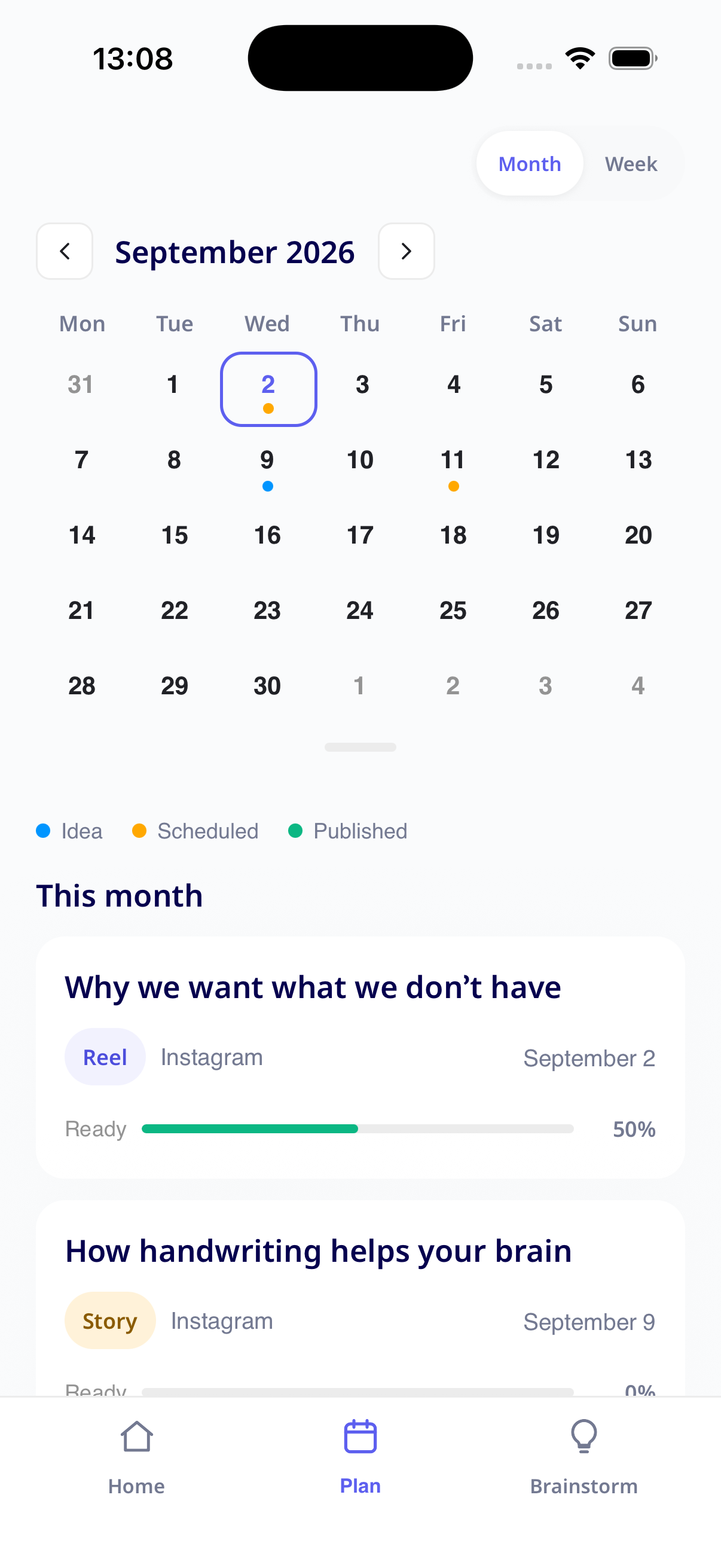 Aybora content plan screen